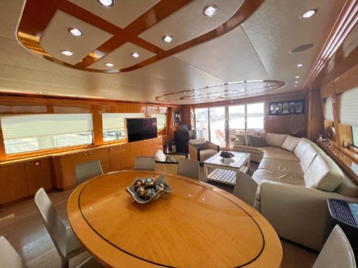 2006 Hatteras 80 Motor Yacht Sky Lounge DESTINY IV - The Mess Area Dinette Dining Table The Saloon The Living Area