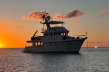 2016 Nordhavn 60 - CHOICES - Starboard profile silhouette at sunset