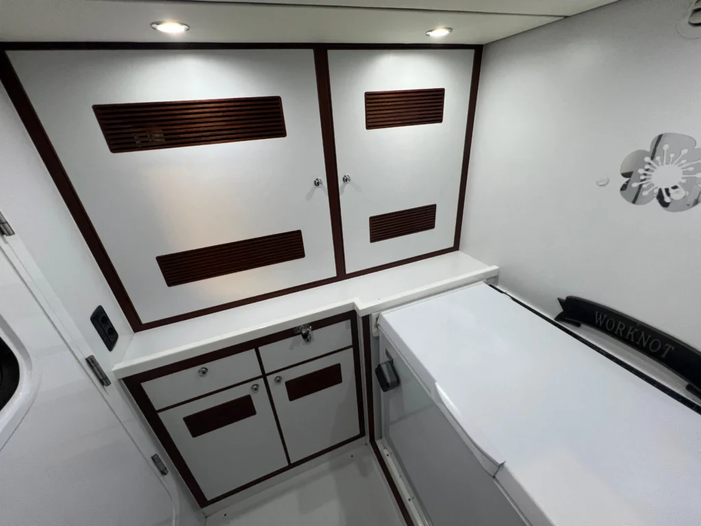 2011 Nordhavn 60 Trawler ONYXIA interior with cabinetry and clean design