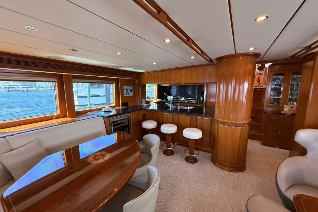 2006 Nordhavn 64 - KARIWA 8 - Luxurious 2006 Nordhavn 64 yacht interior with elegant wood finishes and modern amenities.