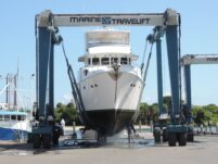 2017 Nordhavn 60 - REDEEMED 5 - 2017 Nordhavn 60 being lifted out of the water by a travel lift.